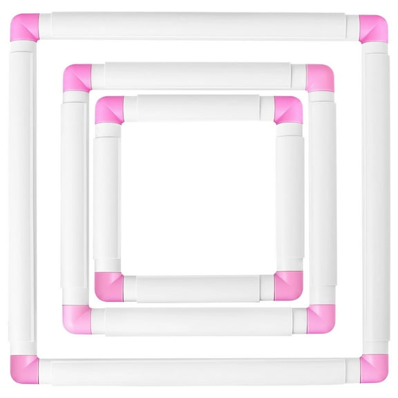 Square Embroidery Hoops, White Clip-On Embroidery Frame for Cross Stitch, 6x6in, 8x8in, 11x11in, 3 PCS Set, Embroidery Quilting Frames