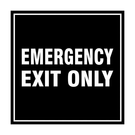 Square Emergency Exit Only Sign (Black) - Large