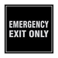 thumbnail image 1 of Square Emergency Exit Only Sign (Black / Silver) - Large, 1 of 1
