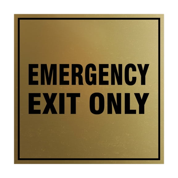 Square Emergency Exit Only Sign (Brushed Gold) - Small