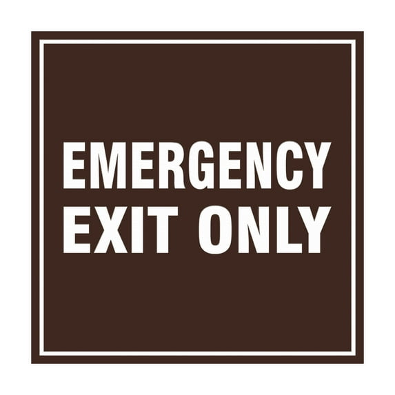 Square Emergency Exit Only Sign (Dark Brown) - Small