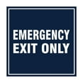 thumbnail image 1 of Square Emergency Exit Only Sign (Navy Blue / White) - Large, 1 of 1