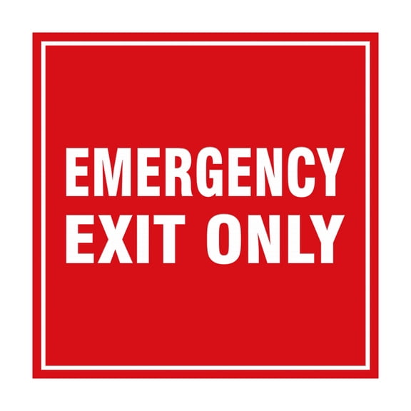 Square Emergency Exit Only Sign (Red) - Small