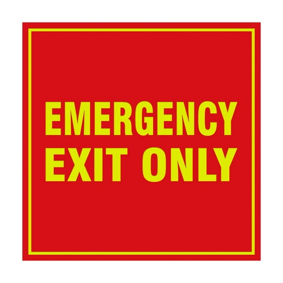 Square Emergency Exit Only Sign (Red/Yellow) - Medium