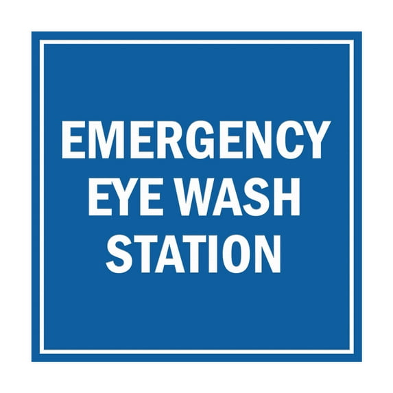Square Emergency Eye Wash Station Sign (Blue) - Large