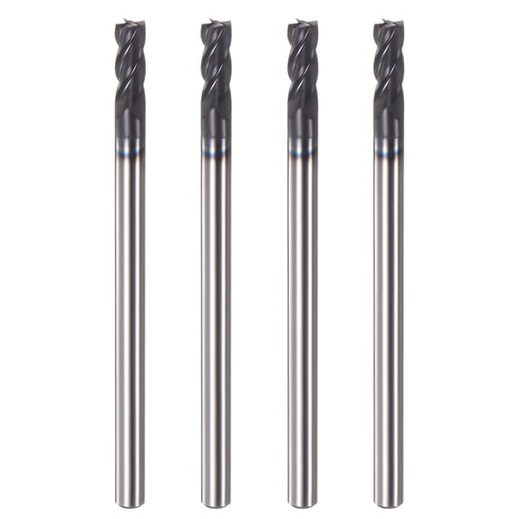 Square End Mills 1/8" Cutting Dia 4 Flutes Tungsten Steel Carbide Bit 4packs