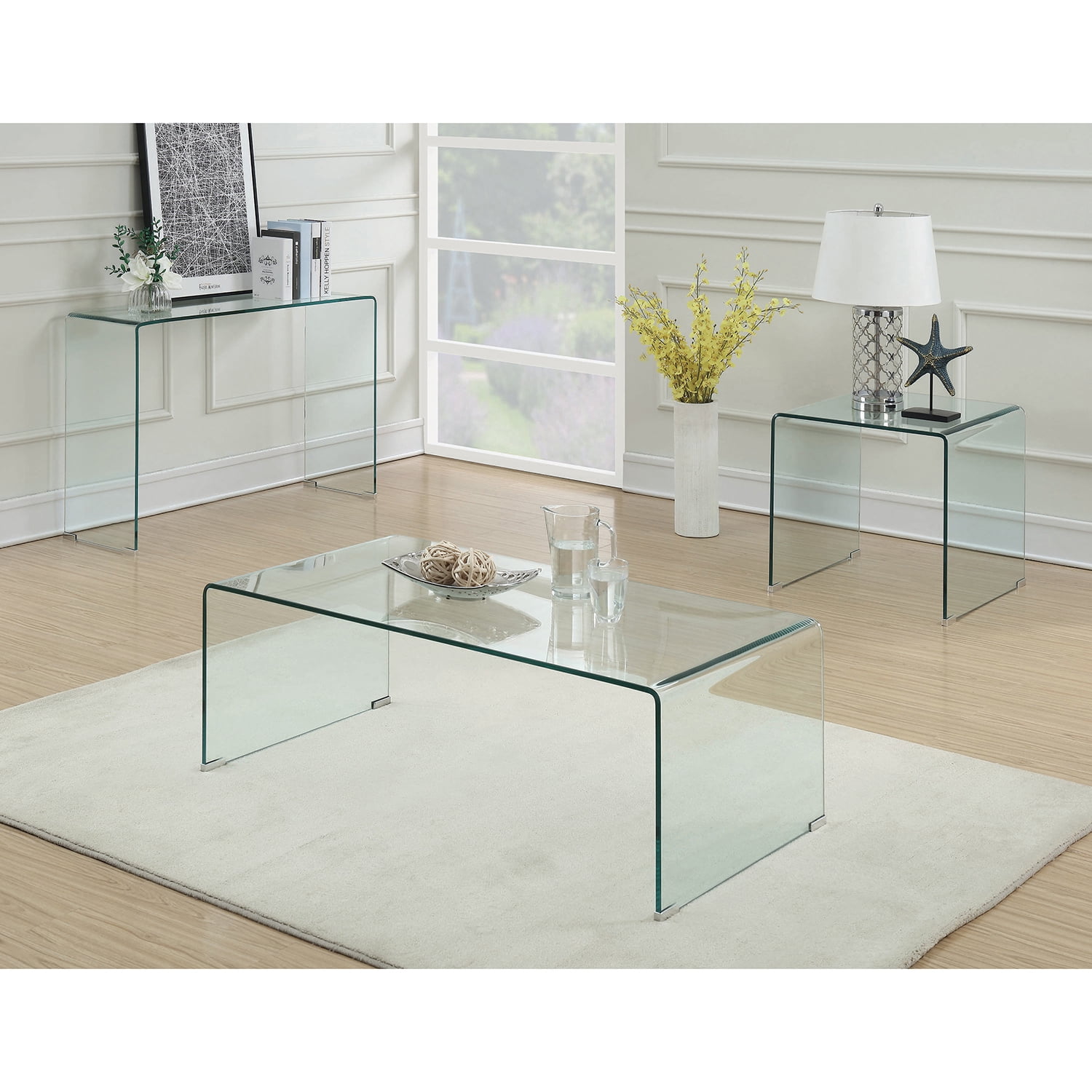 Clear Acrylic Square End Table with Curved Edges