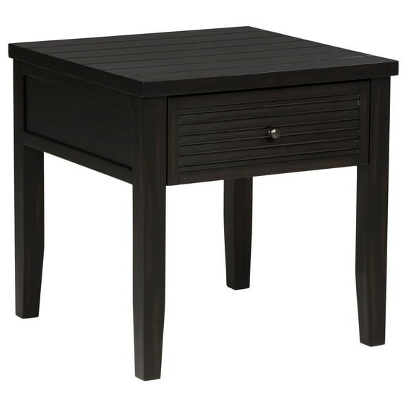 Square End Table with Drawer - Distressed Java Finish - Living Room Furniture