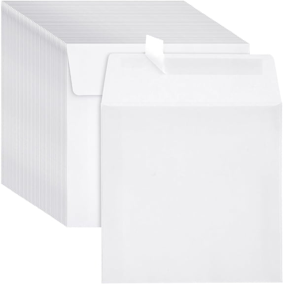 Square Envelopes 5.5 x 5.5 inch, 50 Pack Easy Peel & Seal, Printable Envelopes for Wedding Invitations, DIY Card Making & Business Mailing, White