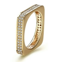 Square Eternity Wedding Band Ring for Women Cz Gold Plated Ginger Lyne Collection