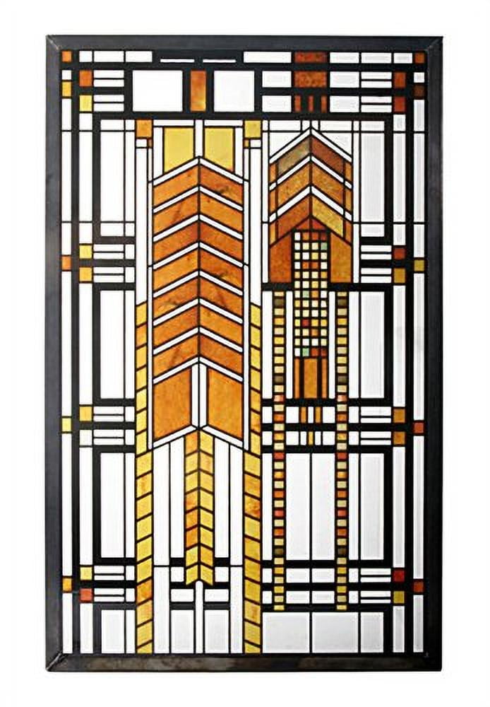 Autumn Sumac Stained Glass Panel with Metal Frame