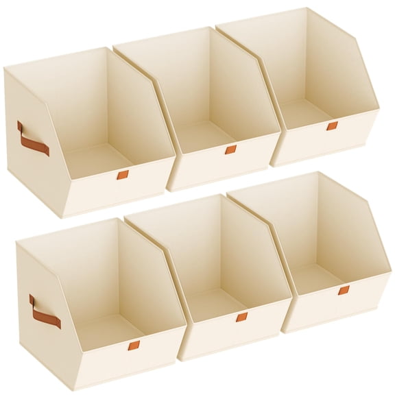 Square Fabric Storage Cubes, 6 Pack Beige, For Closet Bedroom Small Spaces Organization