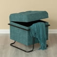 thumbnail image 1 of Square Fabric Storage Ottoman with Black Metal Frame, 1 of 10