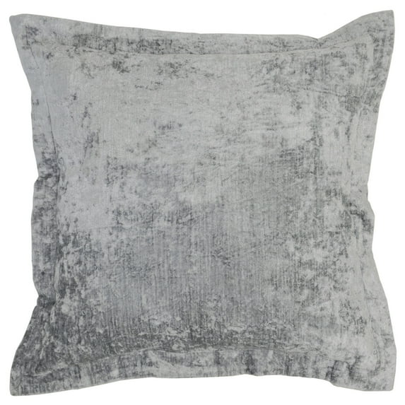 Square Fabric Throw Pillow with Solid Color and Flanged Edges, Gray- Saltoro Sherpi