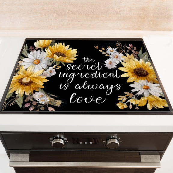 Square Fall Gas Stove Cover, Sunflower Secret Ingredient Waterproof Heatproof Ceramic Cooktop Protector Mat, Non-stick Foldable Kitchen Decor Pad for Kitchen RV (2820 Inch)