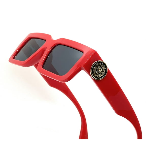Square Fashion Thick Frame Hip Hop Sunglasses Red