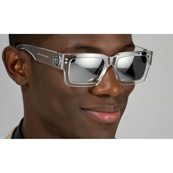 Square Fashion Thick Frame Hip Hop Sunglasses Silver