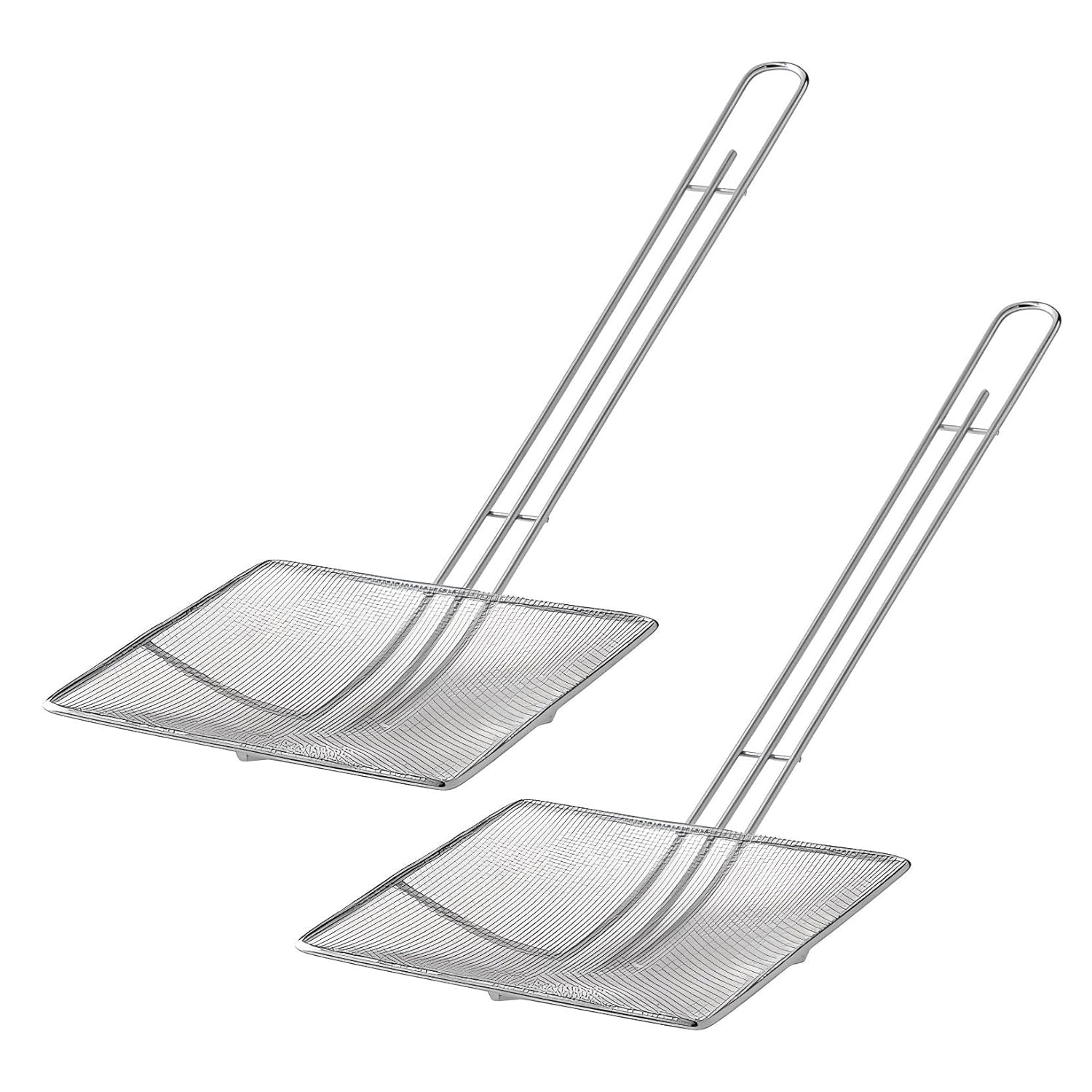 Square Fine Mesh Strainer Long Handle Oil Skimmer for Deep Fryers with