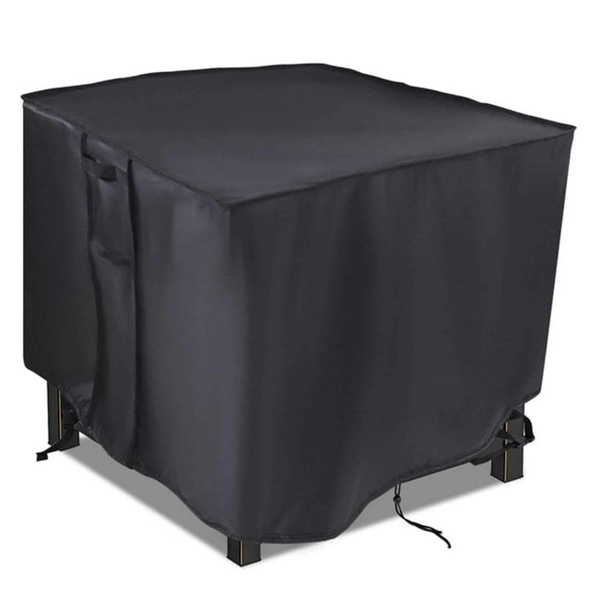 Square Fire Pit Cover for Patio Garden, Heavy Duty Waterproof Protection, Anti-Fade Fire Pit Cover with Wind Proof Buckles and Easy Cleaning Drawstring for Outdoor Square Fire