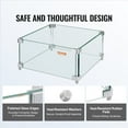 thumbnail image 1 of Square Fire Pit Glass Wind Guard - 15x15x7 Inch Thick Tempered Panel with Sturdy Feet & Brackets, 1 of 10