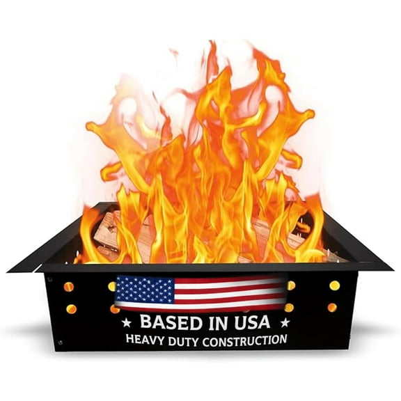 Square Fire Pit Insert - 29" Outside & 25" Inside Carbon Steel Smokeless Fire Pit Insert with Air Vents - DIY In-Ground or Above Ground Fire Pit Ring for Outdoor Garden, Patio and Backyard