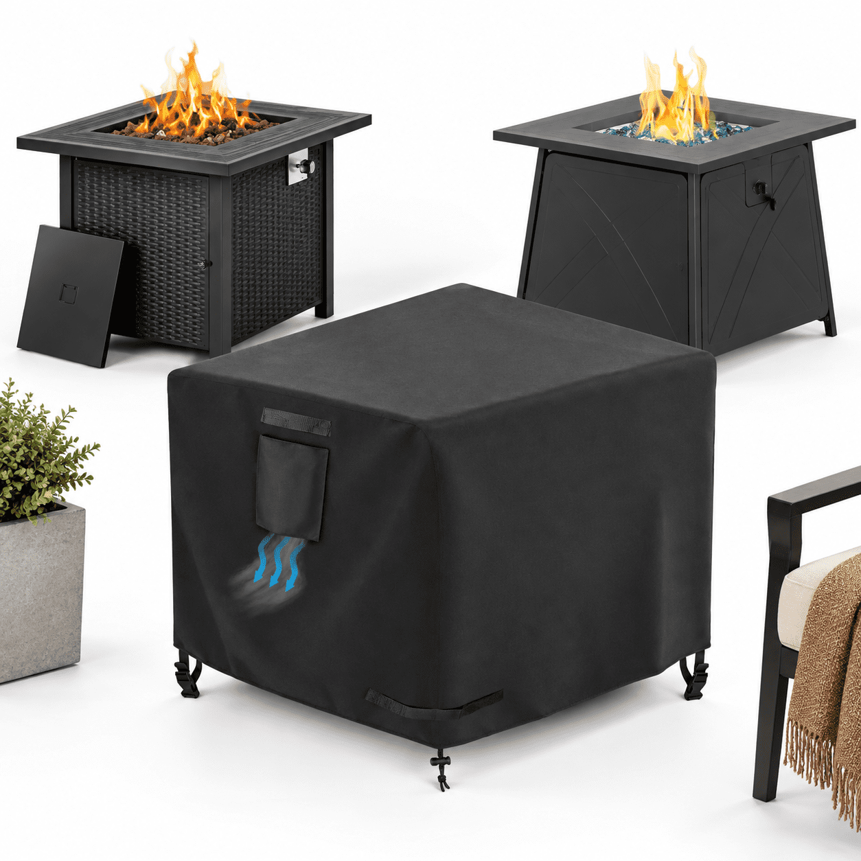 Square Fire Pit Table Cover 30 X 30 25 Inch Waterproof Heavy Duty ...