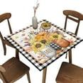 thumbnail image 1 of Square Fitted Elastic Edge Table Cloths, Pumpkin Autumn Leaves Harvest Thanksgiving Polyester Table Cover, for Indoor Outdoor Kitchen Home Party Dinner Patio, Fit for 32" x 32"Square Table, 1 of 4