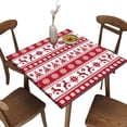 thumbnail image 1 of Square Fitted Elastic Edge Table Cloths, Winter Red Elk Snowflakes Waterproof Wipe Clean Polyester Table Cover, for Outdoor Patio and Indoor Kitchen Dining Party, Fit for 34" x 34"Square Table, 1 of 5