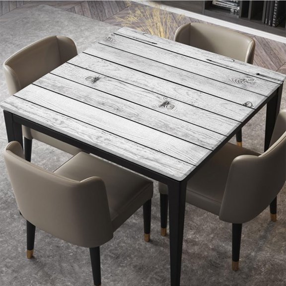 Square Fitted Table Cloth, Hardwood Floor Natural Rustic Wood Texture, Waterproof Fabric for Christmas/Dinner Party/Event Decor, Suit for 34"x34" Square Table