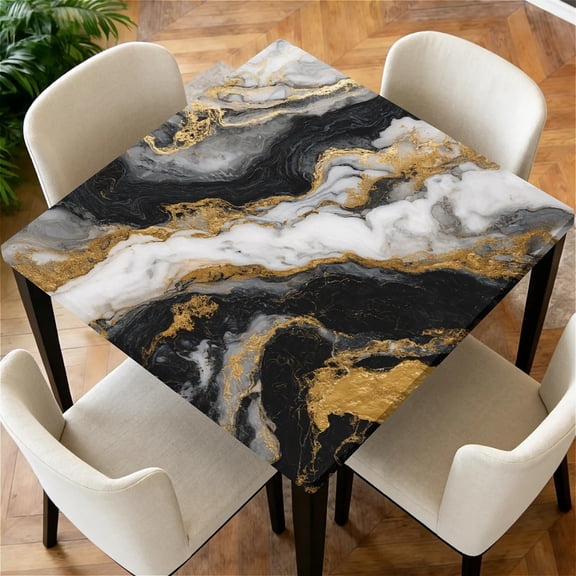 Square Fitted Table Cover with Elastic Edge Design Table Cover Waterproof Stain-Resistant Wipeable Table Cloth for Kitchen Dining Picnic Patio Outdoor Party