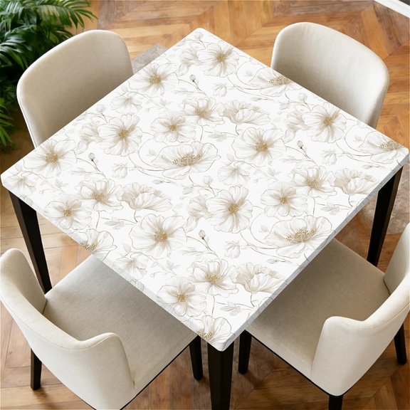 Square Fitted Table Cover with Elastic Edge Design Table Cover Waterproof Stain-Resistant Wipeable Table Cloth for Kitchen Dining Picnic Patio Outdoor Party