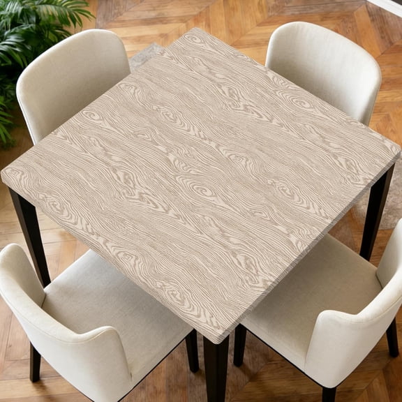 Square Fitted Tablecloth with Elastic Edge Design Table Cover Waterproof Stain-Resistant Wipeable Table Cloth for Kitchen Dining Picnic Patio Outdoor Party Wood Grain 34X34 Inch