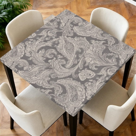 Square Fitted Tablecloth with Elastic Edge Design Table Cover Waterproof Stain-Resistant Wipeable Table Cloth for Kitchen Dining Picnic Patio Outdoor Party