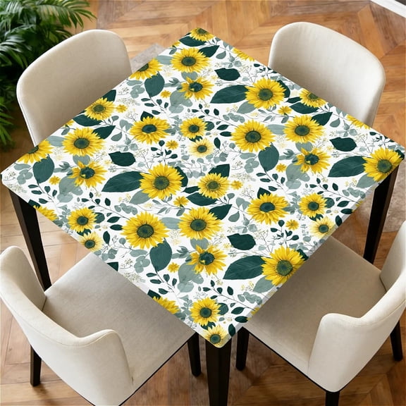 Square Fitted Tablecloth with Elastic Edge Design Table Cover Waterproof Stain-Resistant Wipeable Table Cloth for Kitchen Dining Picnic Patio Outdoor Party