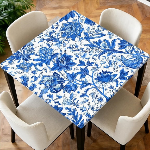 Square Fitted Tablecloth with Elastic Edge Design Table Cover Waterproof Stain-Resistant Wipeable Table Cloth for Kitchen Dining Picnic Patio Outdoor Party