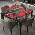 thumbnail image 1 of Square Fitted Tablecloth Elastic Edged, Christmas Red and Green Table Cloth Useful, Table Cover, for Christmas Holiday Party Dinnning, Fits for 36"x36" Table, 1 of 4