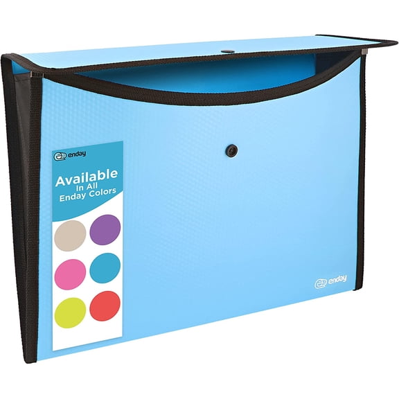 Square Flap Document Holder Blue, Expanding File Folder, A4 Letter Size Reusable Filling Envelopes, Snap Closure Wallet File Pouch Also Available in Pink, Purple, Green, Red, Grey, 1 Pc By