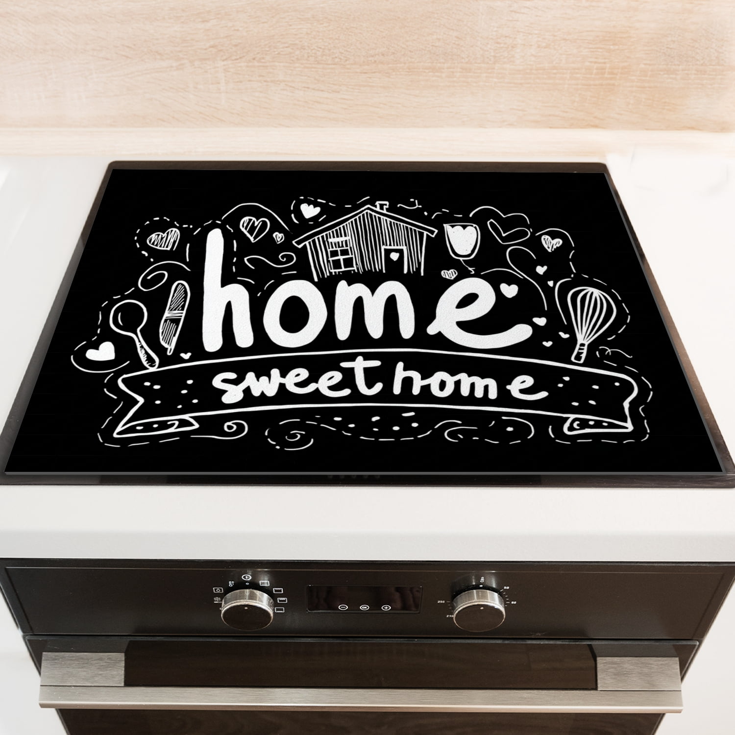 Square Flat Top Stove Cover, Fun Sweet Home Lovely Print Foldable Range Covers Expands Usage Spaces for Gas Stove, Oilproof Waterproof Decoration Mat for Kitchen RV (28×20 Inch)