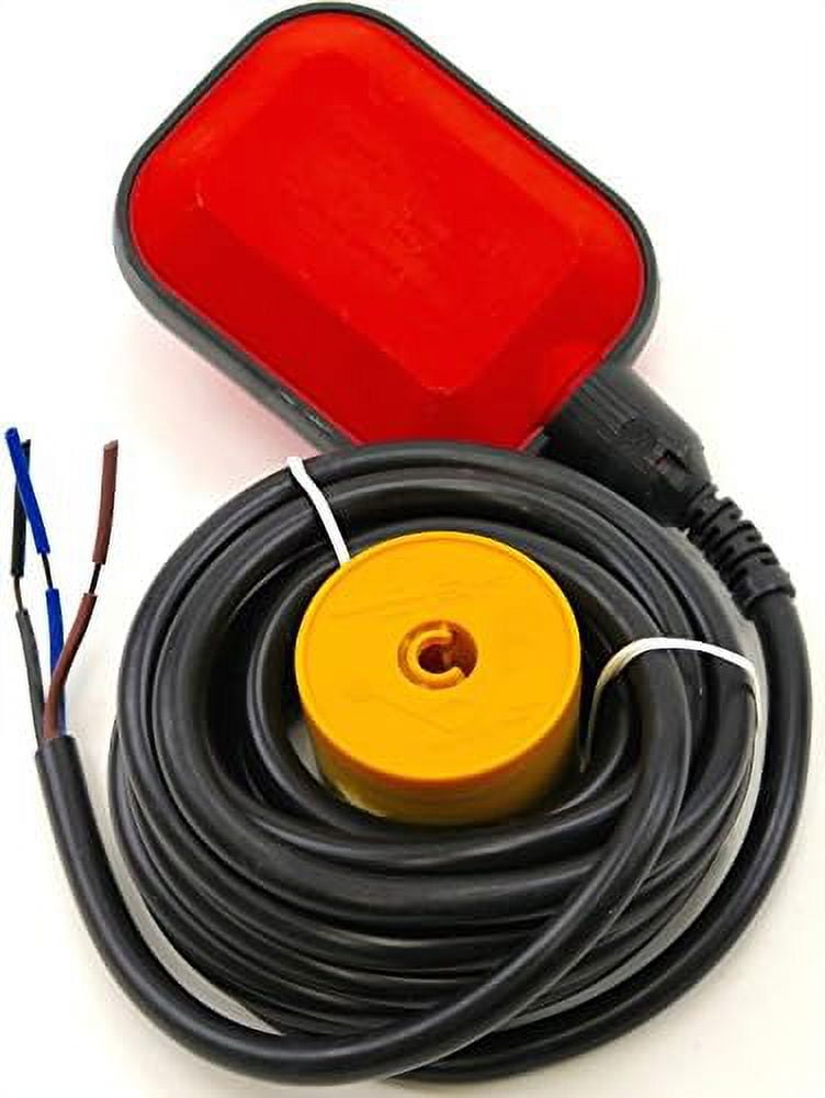 Square Float Switch With 12 Ft Cable, 15 Amp, 14 Gauge Wire, 250 Volt, 1 NO, 1 NC