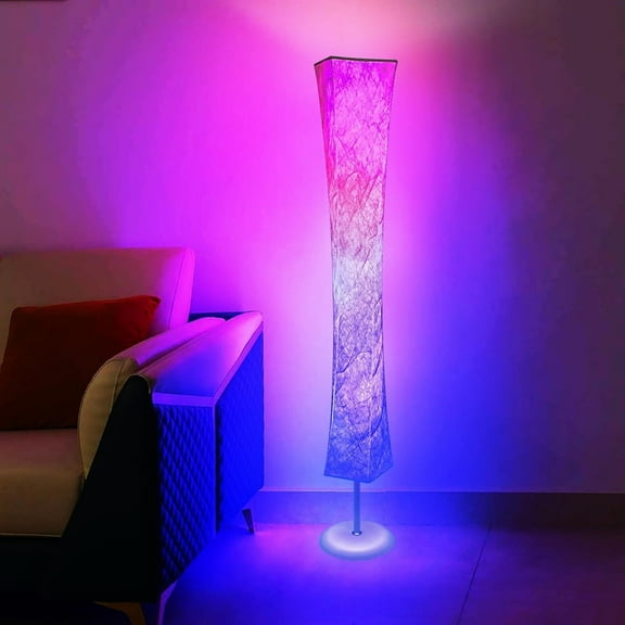 Square Floor Lamp with Stand, 61'' Smart RGB LED Corner Lamp with Music Sync and 16 Million DIY Colors, 3 Color Temperature, APP & Remote Control, Color Changing Standing Floor Lamp for Living Room