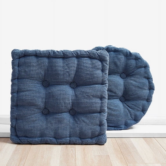 Square Floor Pillow, Meditation Cushion and Tufted Chair Pad, for Yoga and Home Seating, 16 x 16 x 3 in, Blue