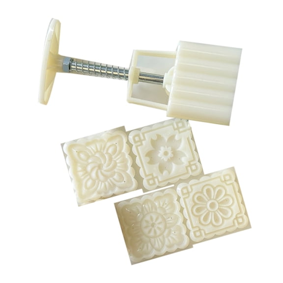 Square Flower Moon Cake Press Molds Cookie Stamps Moon Cake Maker Decors Tool