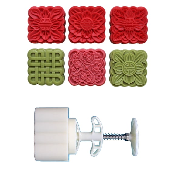 Square Flower Pattern Desserts Maker Molds MidAutumn Pastries Tool Cookie Dessert Cutter Hand Pressure Desserts Molds