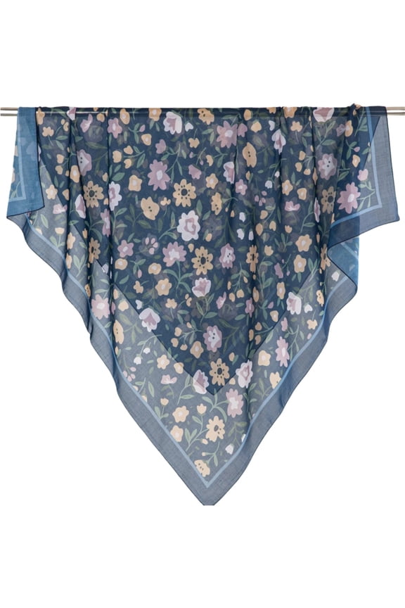 Square Flower Print Hijab Soft Headscarf Premium Cotton Voile Soft Handkerchief Scarf