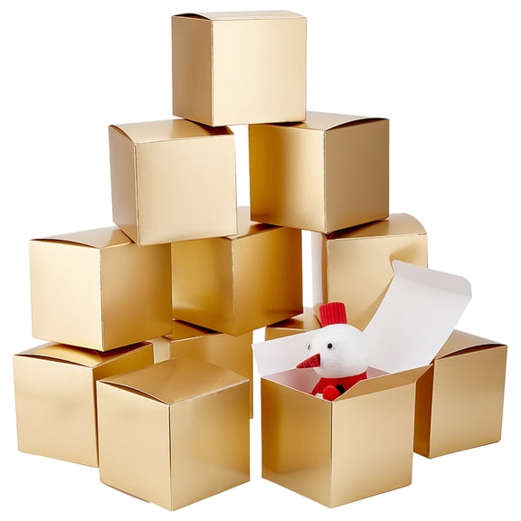 Square Foldable Paper Candy Storage Boxes Candy Packaging Case Goldenrod 10x10x10cm diy