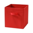 thumbnail image 1 of Square Foldable Storage Bins, 10.6 X 10.6 X 11 Inch | Non-Woven Fabric Cube Organizer Box With Handles, Open Top Closet Shelf Storage Container For Clothes Toys Books (Red), 1 of 2