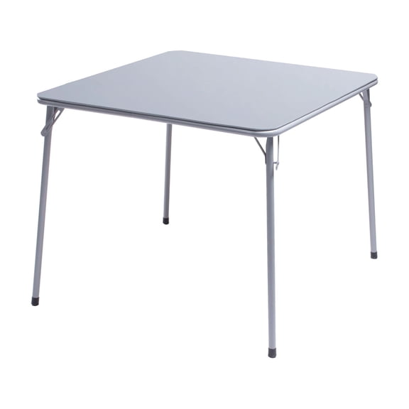Square Folding Card Table, No Assembly Portable Dining Game Table for 4, PVC Top Metal Frame Space-Saving Table for Indoor Outdoor Use
