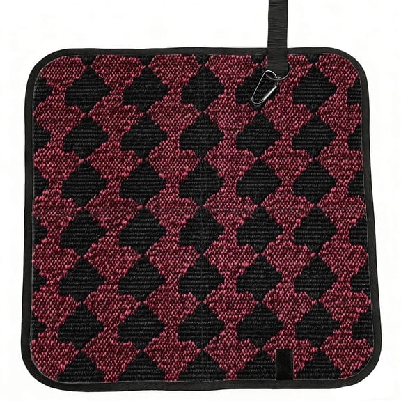 Square Folding Cushion 15.8in For Easy Cleaning And Maintenance With A Climbing Buckle Crimson Modern Houndstooth Texture_4