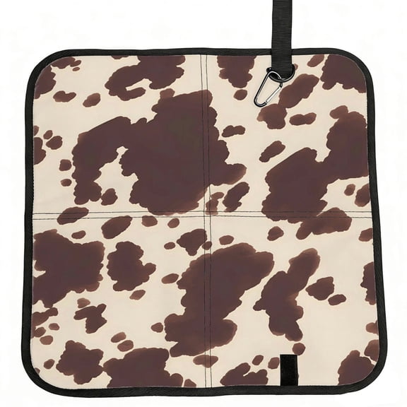Square Folding Cushion 15.8in For Easy Cleaning And Maintenance With A Climbing Buckle Dark Brown Cow Pattern