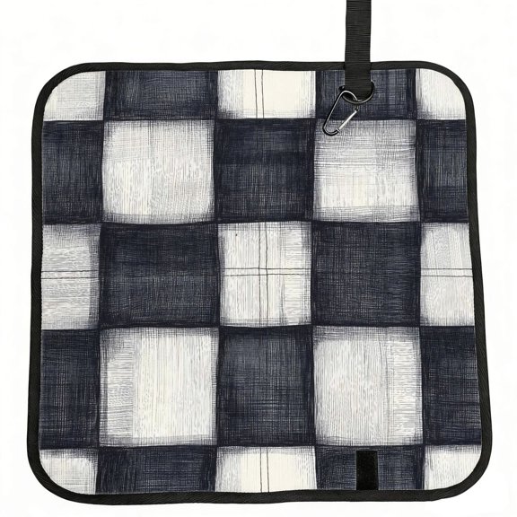 Square Folding Cushion 15.8in For Easy Cleaning And Maintenance With A Climbing Buckle Darkgray Checked Hand-Drawn Sketch_2